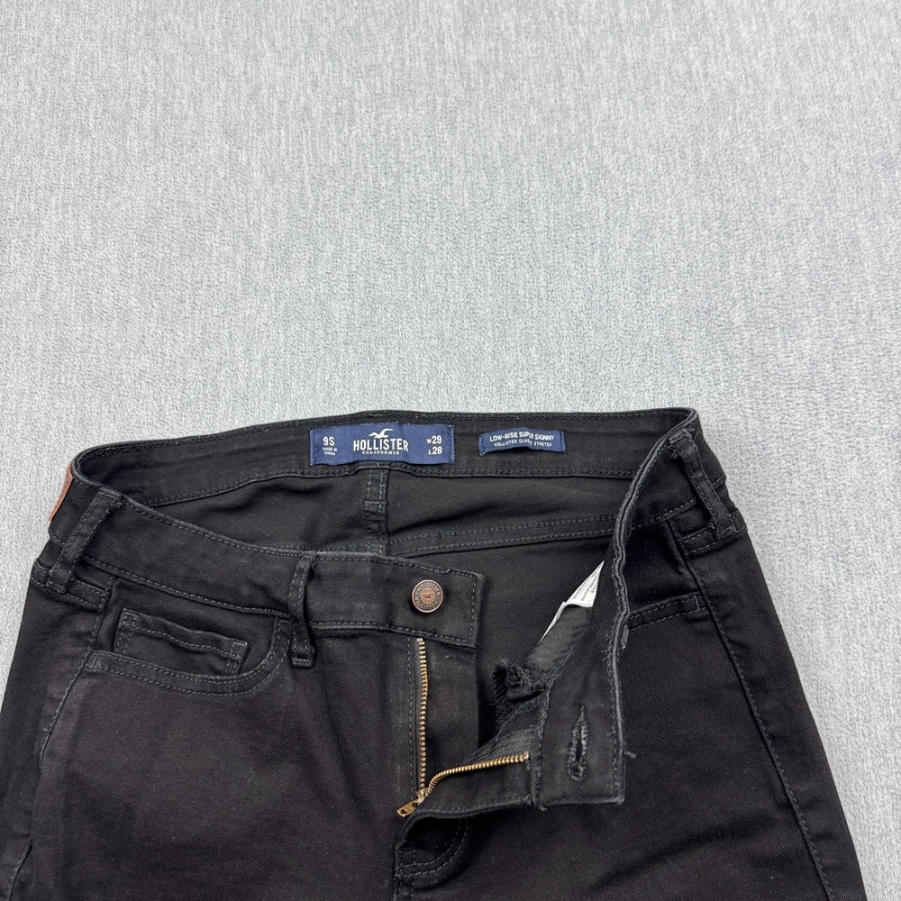 Hollister Jeans Womens 29x28 Black Low Rise Super Skinny Distressed Classic - Picture 5 of 14